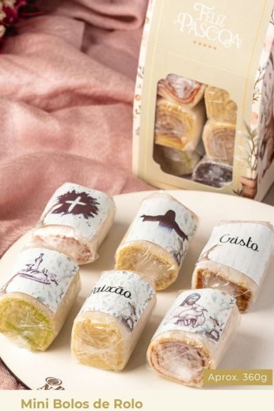 Mini Bolos de Rolo: Escolha entre 6 sabores.
